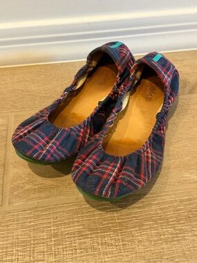 Tieks Plaid Navy and Red Foldable Ballet Flats